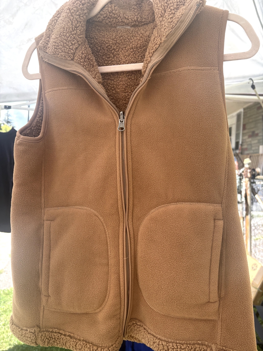 Women's Sherpa-Lined Fleece Vest - Camel